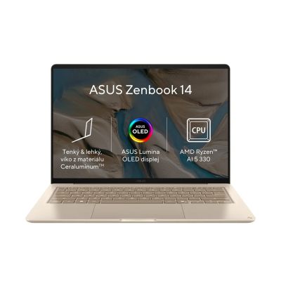 ASUS Zenbook 14/UX3480KA-OLED020W/AI5-330/14''/WUXGA/16GB/512GB/AMD int/W11H/Gold/2R