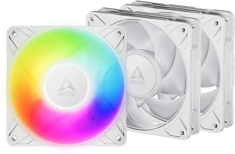 ARCTIC P12 Pro A-RGB (bílá) 3-Pack - 120mm A-RGB PWM ventilátor s rozdělovačem kabelů