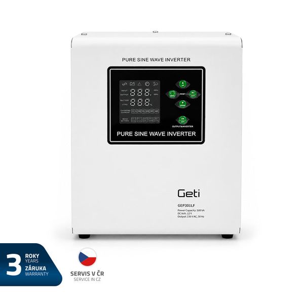 Záložní zdroj napájení GETI GEP301LF sinus 300W s montáží na stěnu (500VA)