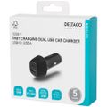 DELTACO USBC-CAR120, Autonabíječka 1x USB-C/USB-A
