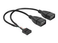 Kabel z USB iinterní na externí - USB (F) do hlavička USB 9 pinů (F) - 20 cm