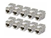 Konektor keystone - shielded, 180°, toolless - CAT 6a - STP - RJ-45 - stříbrná - kompatibilní s TAA (balení 10)
