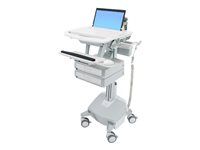 Vozík - otevřená architektura - pro notebook / klávesnice / myš - zdravotní - hliník, pozinkovaná ocel, vysoce kvalitní plast - šedá, bílá, leštěný hliník - velikost obrazovky: 17,3" široký - výstup: AC 230 V - 40 Ah - lithium-železo-fosfátové - kompatibilní s TAA