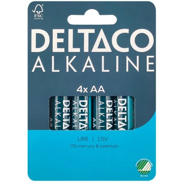 DELTACO ALKALINE, Batérie alkalické AA, LR06 4ks