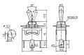 Přepínač páčkový 2pól./3pin ON-ON 250V/10A