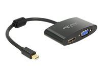 Video adaptér - DisplayPort (M) do HD-15 (VGA), HDMI (F) - 18 cm - černá