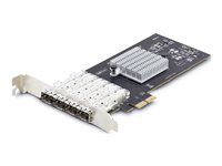 Startech 4-Port GbE SFP Network Card, PCIe 2.0 x2, Intel I350-AM4 4x 1GbE Controller, 1000BASE Copper/Fiber Optic, Quad-Port Gigabit Ethernet NIC, Desktop/Server Backplanes - Windows and Linux Compatible (P041GI-NETWORK-CARD) - Sítový adaptér - PCIe 2.0 x2 - Gigabit SFP x 4 - cerná