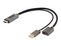 Supports HDR and Ultrawide Displays (128-HDMI-DISPLAYPORT) - Kabel adaptéru - HDMI, USB (pouze napájení) s piny (male) do DisplayPort se zdířkami (female) - 30 cm - šedá, černá - aktivní, podpora 4K60 Hz (3840 x 2160), jednosměrný