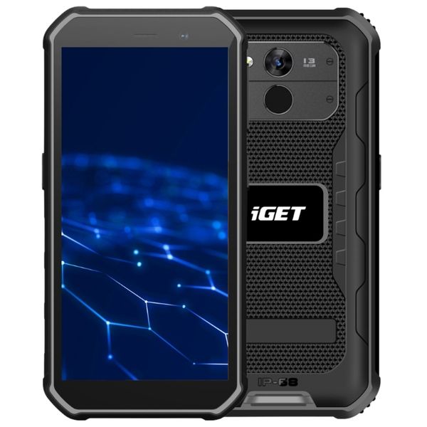 iGET T1 6 + 128 Black - odolný mobilní telefon