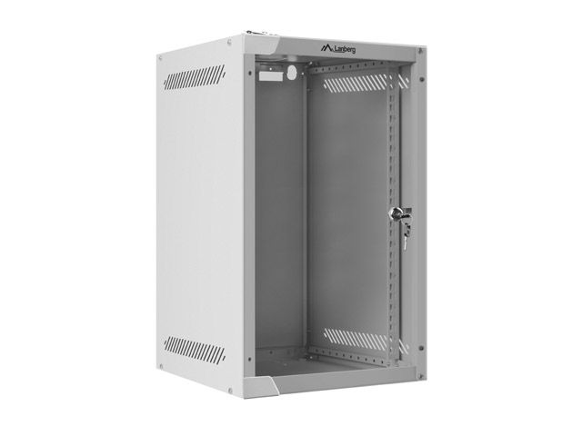 Lanberg racková skříň 10" nástěnná 9u/280x310 (flat pack) s prosklenými dveřmi šedá