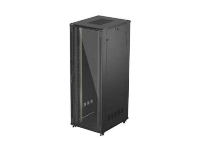 19" Volně stojící racková skříň 47u/800x1000 (flat pack) s prosklenými dveřmi černá lanberg