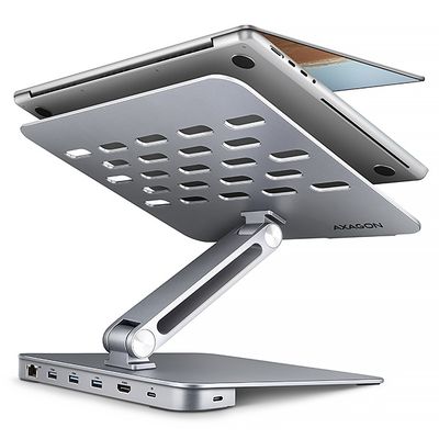 AXAGON HMC-STND, stojan pro 10"-17" notebooky, USB 5Gbps hub, 3x USB-A, HDMI 4k/60Hz, RJ-45, PD 100W