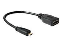 HDMI adaptér - 19 pin micro HDMI Type D s piny (male) do HDMI se zdířkami (female) - 23 cm - černá