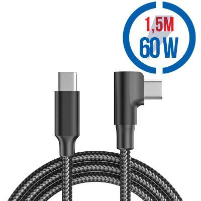 MEGATECH Kabel USB-C/USB-C, 90°, 60W, 1.5m