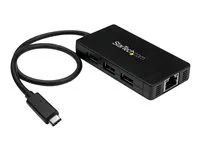 USB-C to 3x USB-A w/ Power Adapter & Gigabit Ethernet - Thunderbolt 3 Compatible - USB C Network Adapter (HB30C3A1GE) - Rozbočovač - 3 x SuperSpeed USB 3.0 + 1 x 10/100/1000 - desktop