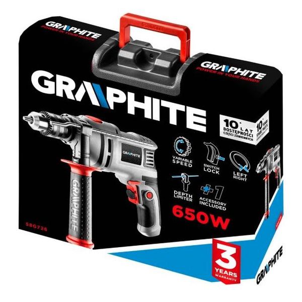 GRAPHITE 58G726, Příklepová vrtačka 650W