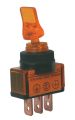 Přepínač páčkový   2pol./3pin  ON-OFF 12VDC prosv. žlutý