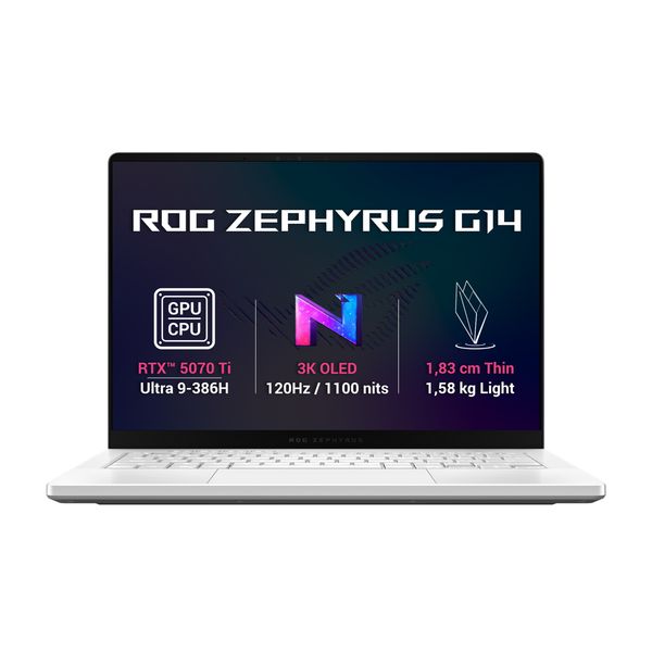 ASUS ROG Zephyrus G14/GU405AR-SY003WZ/U9-386H/14"/2880x1800/32GB/1TB/RTX 5070Ti/W11H/White/2R