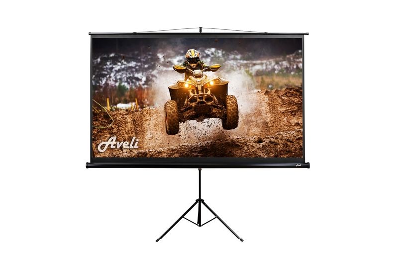 Projekční plátno AVELI stativ, 221x125cm (16:9) 100", černý tubus