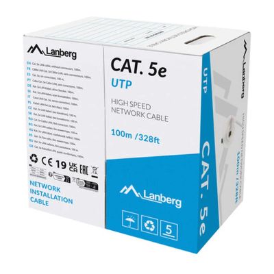 Lan utp CAT.5E 100M cu drôt šedý fluke pass lanber