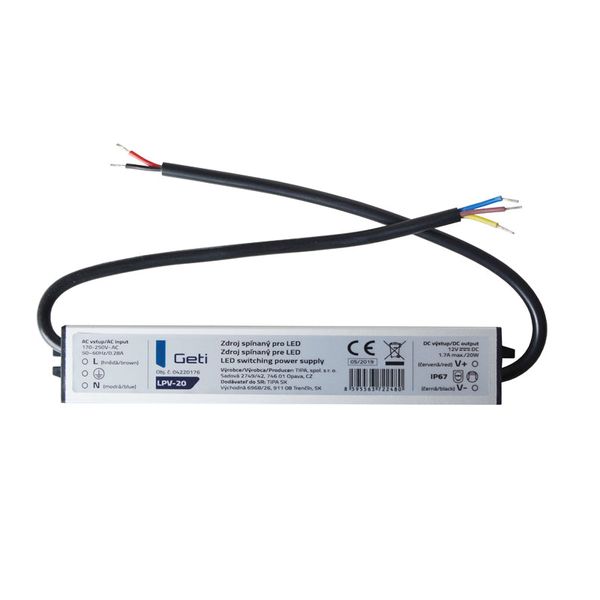Spínaný zdroj pro LED 12V/ 20W GETI LPV-20