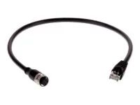Síťový kabel - M12 (F) do RJ-45 (M) - 50 cm - CAT 5e - IEEE 802.3af/IEEE 802.3at - venkovní - pro AXIS AXIS P3245, M4206, M5055, P1375, P1455, P9106, Q1615, Q1785, Q1786, Q1952, Q3527