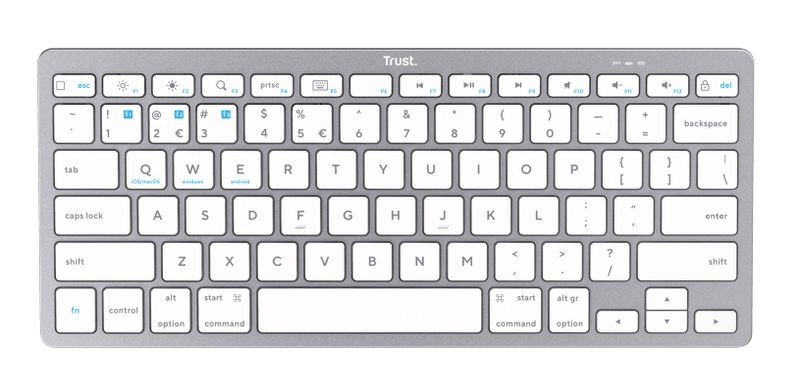 TRUST/Bezdrátová Bluetooth/CZ-SK layout/Stříbrná