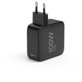 HAMA GaN, Rýchlonabíjačka, 3x USB-C/A PD/QC 100W