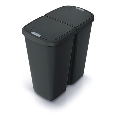 Koš odpadkový COMPACTA Q DUO recyklovaná černá s černým víkem 45l
