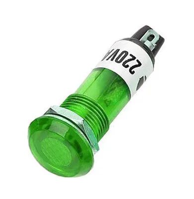 Kontrolka kulatá 230V s žárovkou, zelená do otvoru 10mm HADEX