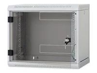 19" jednodílný nástěnný rozvaděč s odnímatelnými bočnicemi 18U/500mm celoskleněné dveře, světle šedý RAL7035