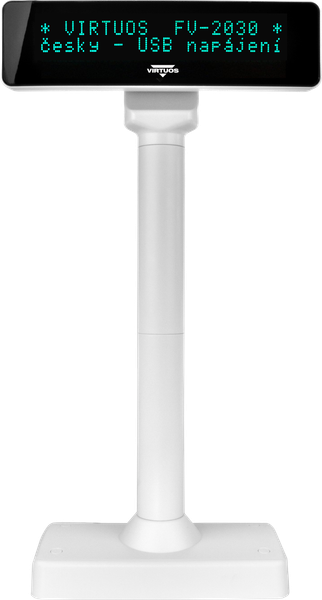 VFD zák.displej FV-2030W 2x20, 9mm,USB, bílý