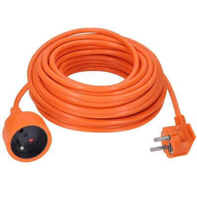 Prodlužovací kabel 230V/10A - 15m, 1 zásuvka, 3 x 1mm, IP20, oranžový