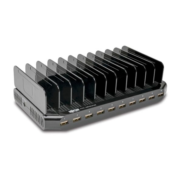 USB nabíjecí stanice s úložným prostorem, výstup 10x 12V, 8A, 96W, napájecí kabel Schuko