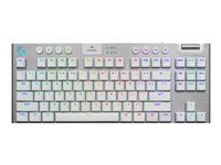 Klávesnice - technologie LIGHTSPEED - TKL - podsvícení - bezdrátový - 2.4 GHz, Bluetooth, USB - QWERTY - britská - klávesový spínač: GL Tactile - bílá