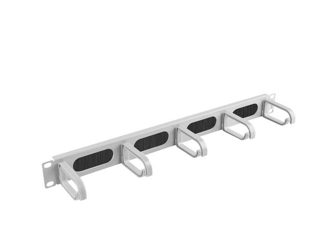 Lanberg 19" panel s kartáčem pro vedení kabelů 5 kroužků typ b 1U šedý
