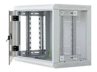 19" jednodílný nástěnný rozvaděč s odnímatelnými bočnicemi 6U/400mm celoskleněné dveře, černý RAL9005