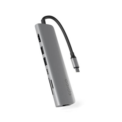 Epico 7v1 Multimedi Hub 8K s USB-C konekt. - šedá