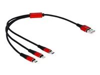 Kabel pouze pro nabíjení - USB s piny (male) do Micro USB typ B, Lightning, USB-C s piny (male) - 30 cm - odstíněný - černá