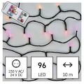 LED vánoční řetěz, 10 m, venkovní i vnitřní, RGB, ovladač, programy, časovač