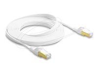 Delock - Patch kabel - RJ-45 (M) do RJ-45 (M) - 3 m - U/FTP - CAT 8.1 - plochý, rychlost prenosu dat až 40 Gbps, lisovaný, provedení bez hrbolku - bílá