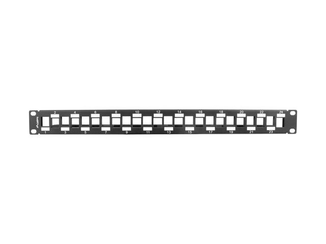 Lanberg 24portový patch panel s organizérem pro keystone moduly černý
