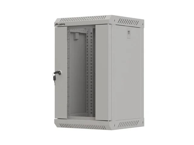 Lanberg racková skříň 10" nástěnná 9u/300x300 (flat pack) s prosklenými dveřmi šedá