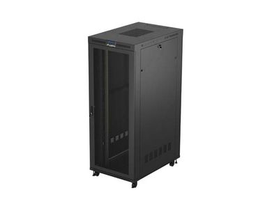 19" Volně stojící racková skříň 42u/800x1200 (flat pack) se síťovými dveřmi lcd černá lanberg V2