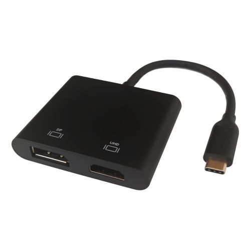 DELTACO Adaptér USB Type C/HDMI, DP, černý