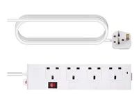 Vision - Napájecí pásek - AC 230 V - vstup: BS 1363 - výstupní konektory: 4 (BS 1363) - 1.8 m kabel - Velká Británie - bílá