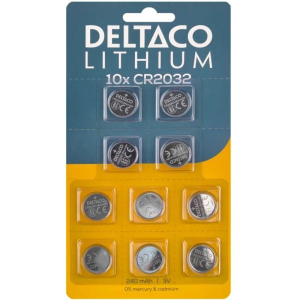 DELTACO LITHIUM CR2032, Gombíkové batérie, 10ks
