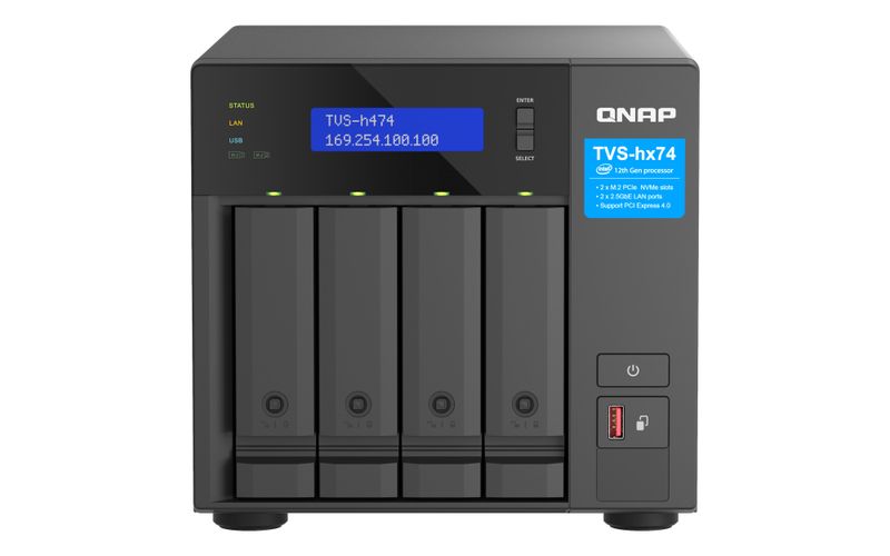 QNAP TVS-h474-i3-8G (4core 4,3GHz, ZFS, 16GB RAM, 4x SATA, 2x M.2 NVMe, 2x PCIe, 2x 2,5GbE, HDMI)