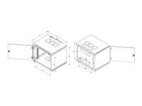 19" jednodílný nástěnný rozvaděč 12U/600mm síto dveře, vylamovací otvor pro ventilátor, IP30 nosnost 80kg, světle šedý RAL7035