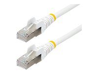 White - Low Smoke Zero Halogen (LSZH) - 10GbE 500MHz 100W PoE++ Snagless RJ-45 w/Strain Reliefs S/FTP Network Patch Cord - Patch kabel - RJ-45 (M) do RJ-45 (M) - 1 m - S/FTP - CAT 6a - IEEE 802.3bt - neobsahuje halogen, lisovaný, provedení bez hrbolků, licna - bílá